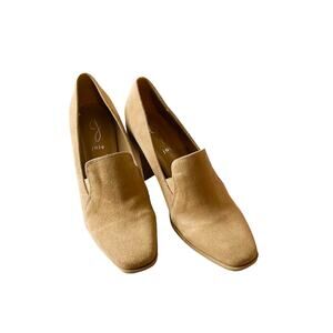 JOIE Wevenly Suede Loafers Block Heels Shoes Tan, 9.5